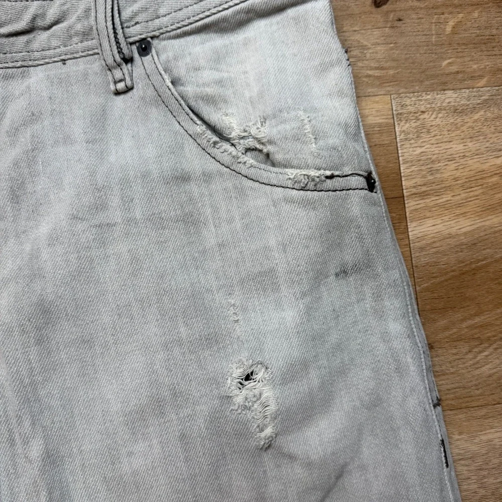 Diesel Krooley Jeans Mens 33x30 Gray Slim Carrot Distressed Made in Italy 008X9